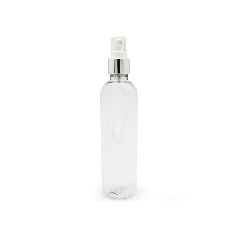 Botella PET alta 250 ml pulverizador plata por mayor