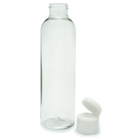 Comprar botella pet alta 250 ml tapon bisagra blanco por mayor
