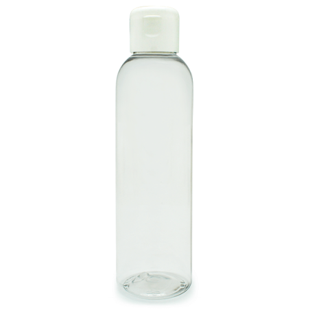 Venta de botella pet alta 250 ml tapon bisagra blanco por mayor