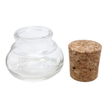 Bote de cristal redondo 30 ml con tapon corcho‏ - 2