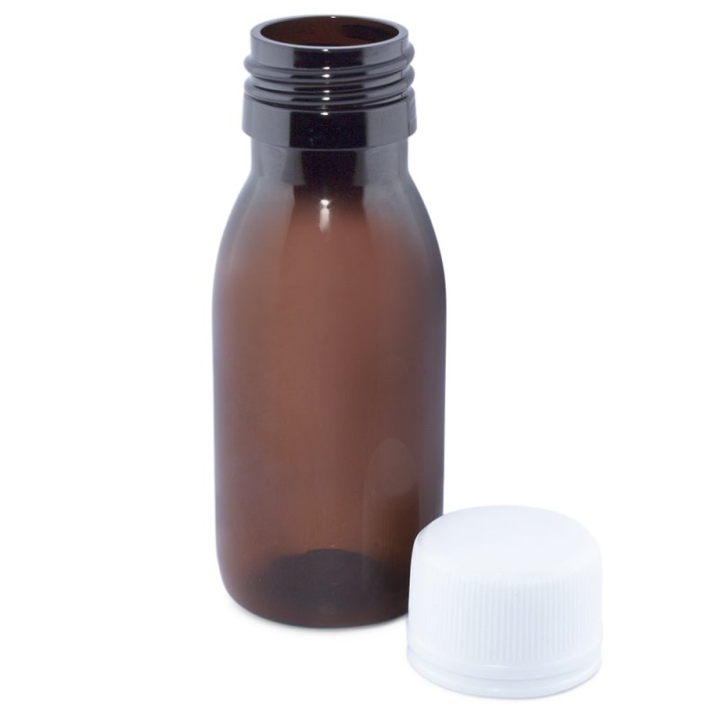 Botella plastico ambar de 60 ml tapon rosca precinto - 2