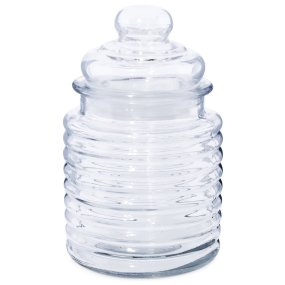 Pote de cristal canelado de 300 ml com tampa