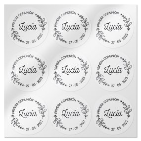 Pegatinas personalizadas transparentes pequeñas corona floral Pegatinas personalizadas transparentes pequeñas corona floral