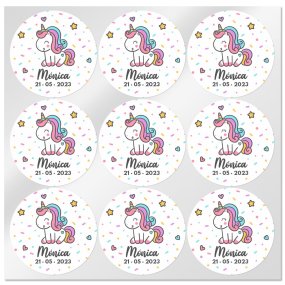 Pegatinas personalizadas unicornio redondas grandes Pegatinas personalizadas unicornio redondas grandes