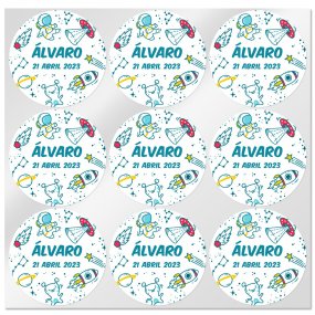 Pegatinas personalizadas espacio redondas grandes Pegatinas personalizadas espacio redondas grandes