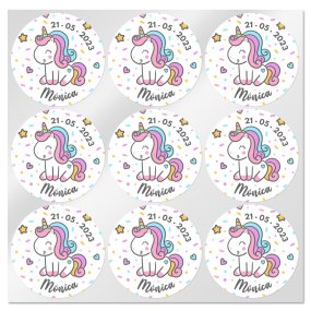 Pegatinas personalizadas unicornio redondas pequeñas Pegatinas personalizadas unicornio redondas pequeñas