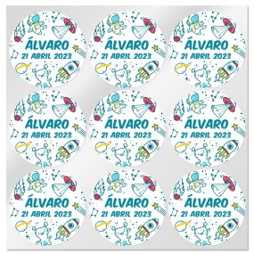 Pegatinas personalizadas espacio redondas pequeñas Pegatinas personalizadas espacio redondas pequeñas