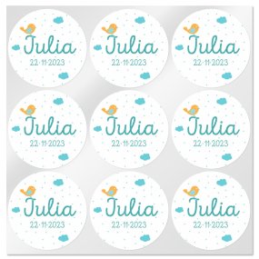 Pegatinas personalizadas nubes y pájaro redondas pequeñas Pegatinas personalizadas nubes y pájaro redondas pequeñas