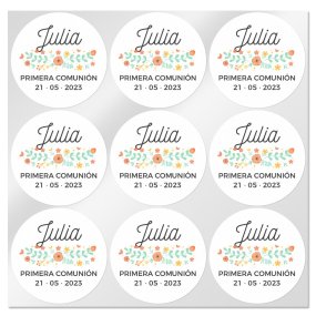 Pegatinas personalizadas con flores redondas pequeñas Pegatinas personalizadas con flores redondas pequeñas