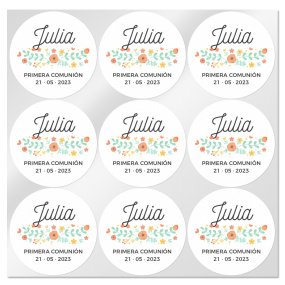 Autocollants personnalisés avec fleurs ronds grands Autocollants personnalisés avec fleurs ronds grands