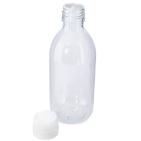 Flacon transparent PET 250 ml bouchon d’obturateur joint compte-gouttes