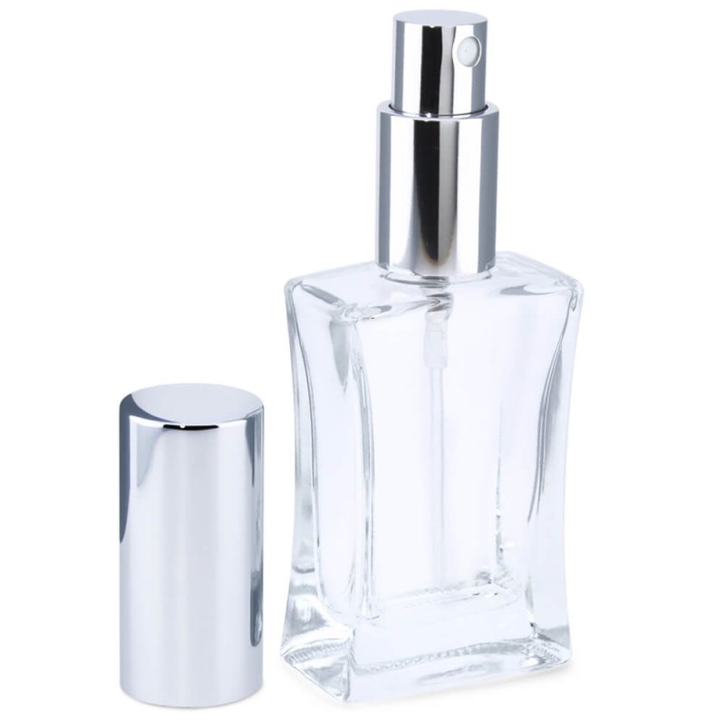 Envase vacio perfume 30 ml silueta pulverizador plata