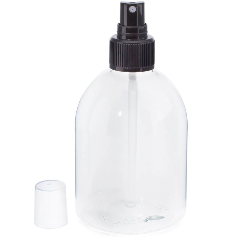 Garrafa PET bombe 200 ml com pulverizador preto
