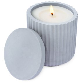 Molde recipiente estriado con tapa para velas Molde recipiente estriado con tapa para velas