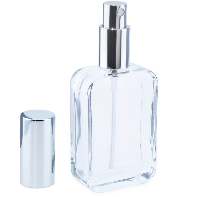 Envase vacio perfume 50 ml rectangular pulverizador plata por mayor