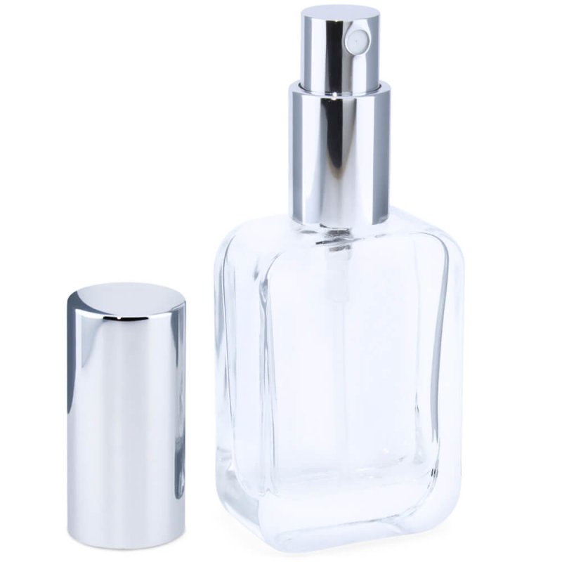 Envase vacio perfume 30 ml rectangular pulverizador plata por mayor