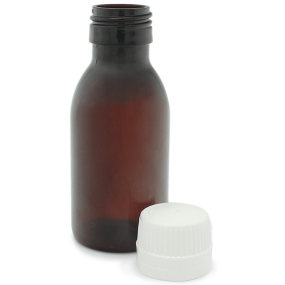 Botella 100 ml plastico ambar rosca precinto por mayor