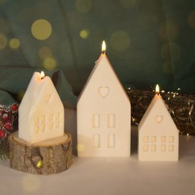 Molde de casinha de Natal pequena para velas