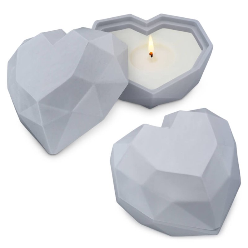 Molde corazon diamond recipiente con tapa para velas