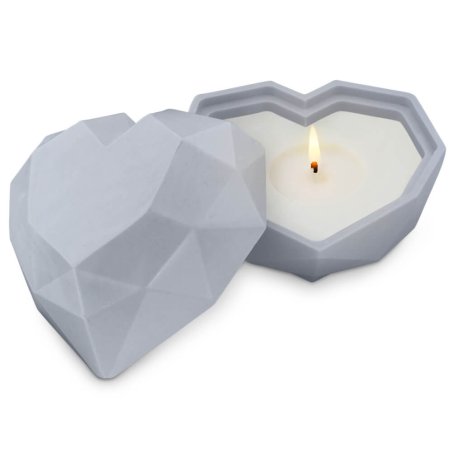 Molde silicona corazon diamond recipiente con tapa para velas