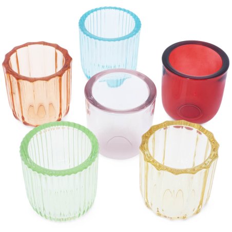Pack de 6 copos coloridos basic de cristal para velas - 2