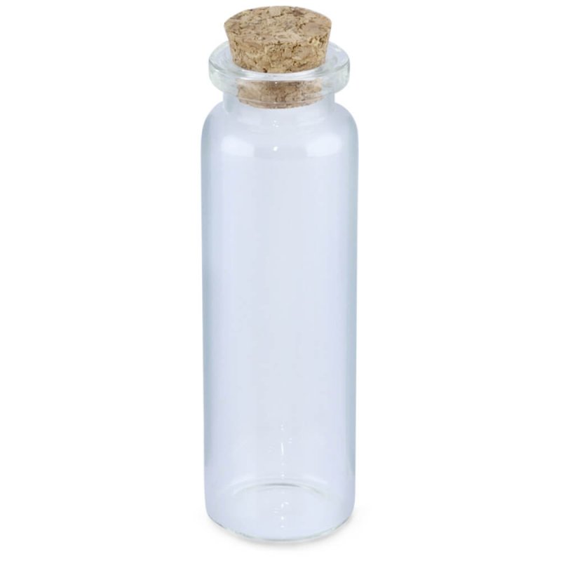 Botella de 18 ml de cristal con tapon de corcho