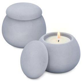 Molde recipiente redondeado con tapa para velas Molde recipiente redondeado con tapa para velas