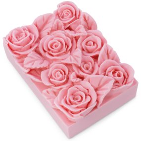 Molde pastilla rectangular con rosas Molde pastilla rectangular con rosas