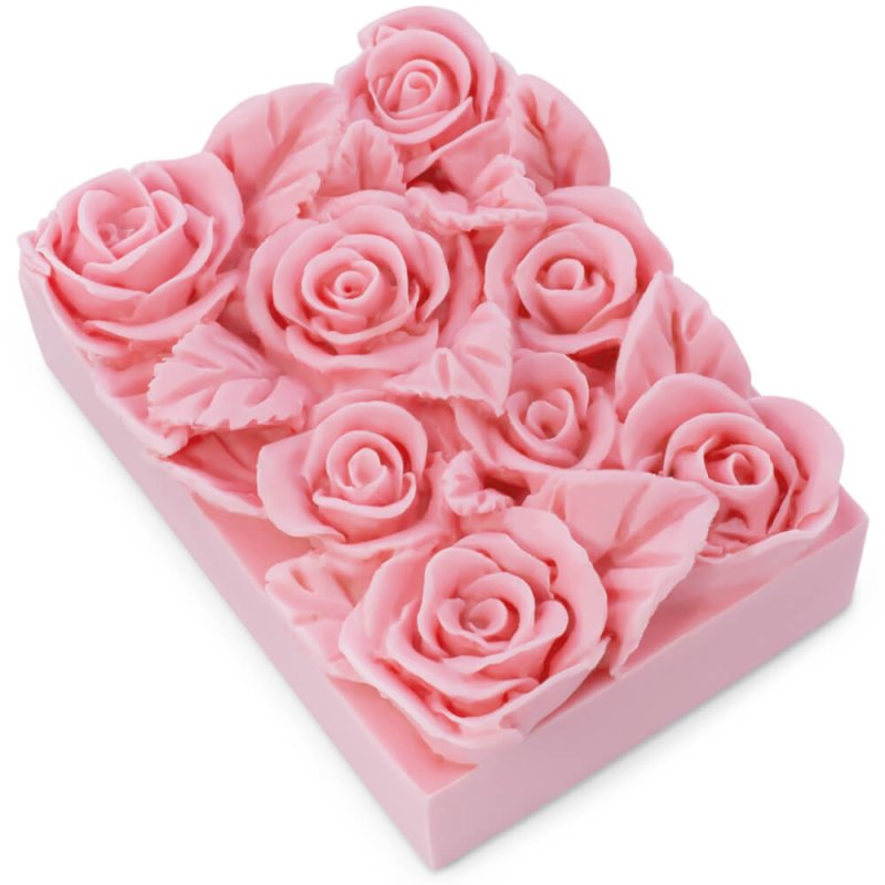 Molde pastilla rectangular con rosas