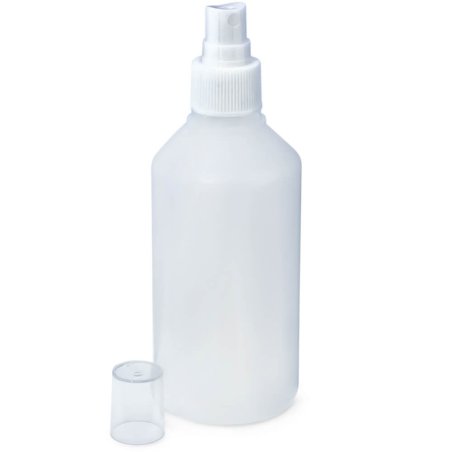 Botella de plastico de 250 ml con pulverizador blanco
