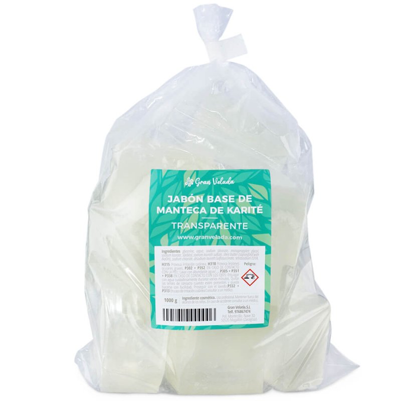 Jabon base de manteca de karite transparente 1 kg