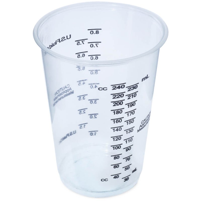 Vaso medidor de 240 ml de plástico desechable. Venta online