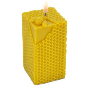 Molde vela quadrada alta favo com abelha