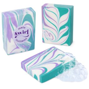 Kit como fazer técnica swirl com sabonete branco. Materiales e instruções