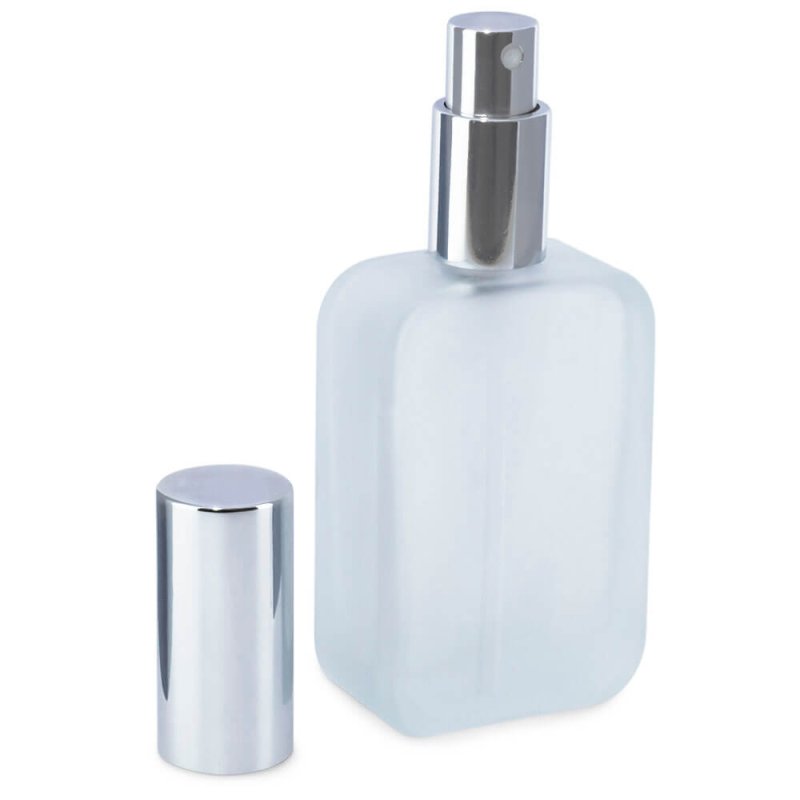 Frasco para perfume de 50 ml con pulverizador plateado