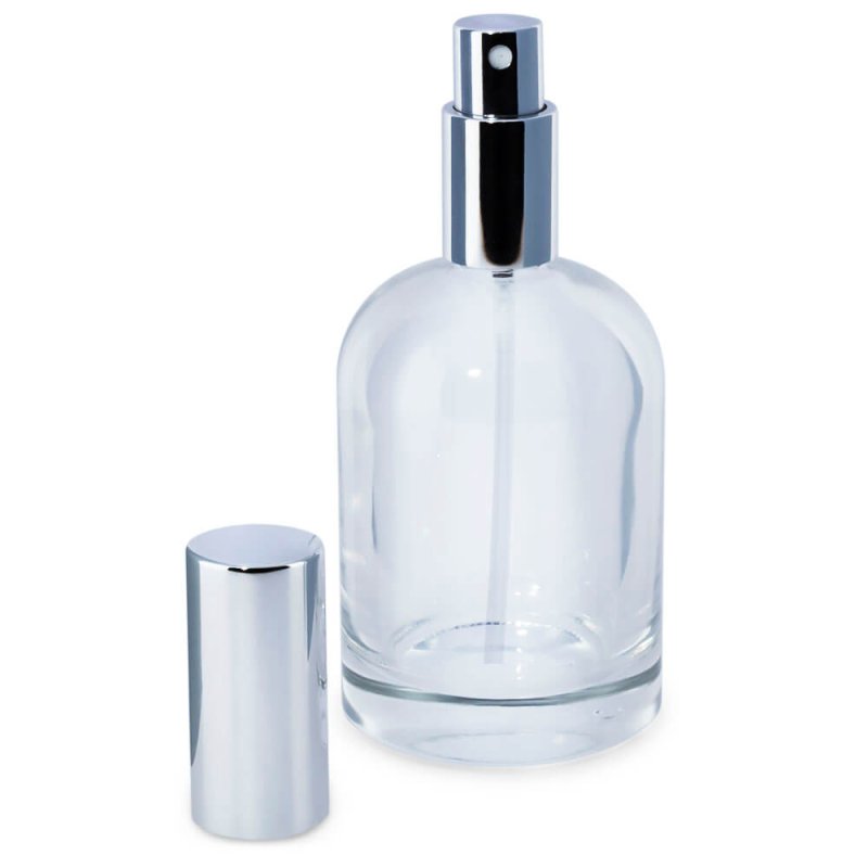 Comprar frasco para perfume 100 ml con forma campana y pulverizador plateado