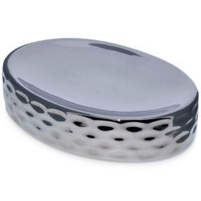 Porte-savon en céramique argentée