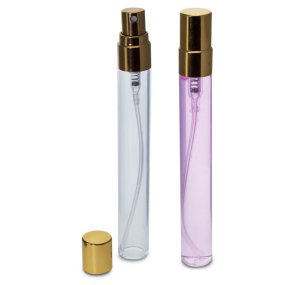 Mini frasco vidro spray 10 ml tampa dourada