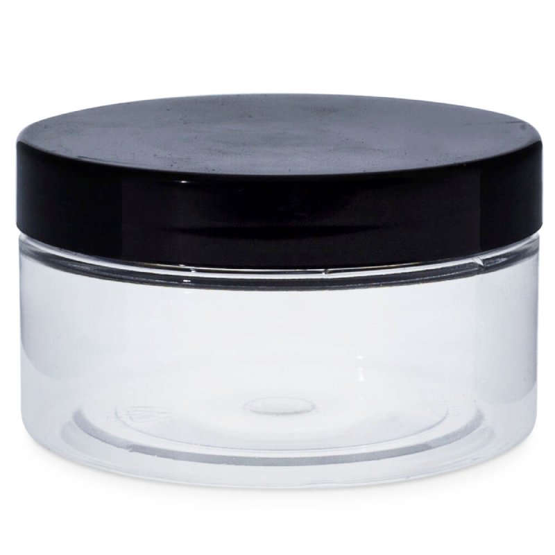 Tarro 100 ml transparente tapa negra