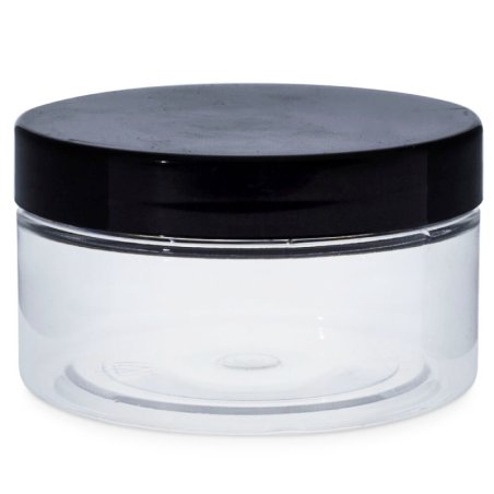 Pot 100 ml transparent avec couvercle noir