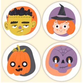 Autocolantes 4 personagens de Halloween Autocolantes 4 personagens de Halloween