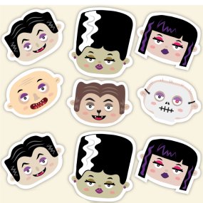 Autocolantes 9 disfarces de Halloween Autocolantes 9 disfarces de Halloween