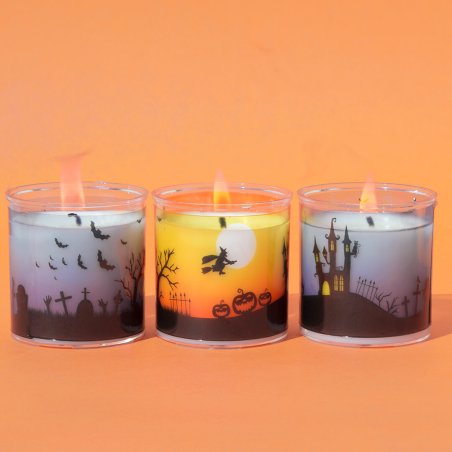 velas de halloween en vaso