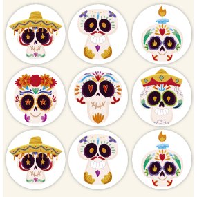 Autocollants 9 Catrinas de la mort Autocollants 9 Catrinas de la mort
