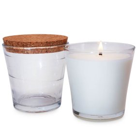 Verre 280 ml Sofia avec bouchon en liège pour bougies Verre 280 ml Sofia avec bouchon en liège pour bougies