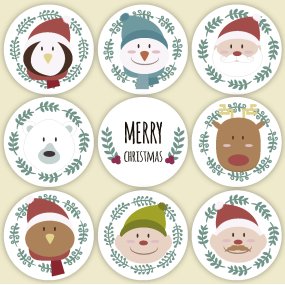 Pegatinas navideñas de personajes festivos Pegatinas navideñas de personajes festivos