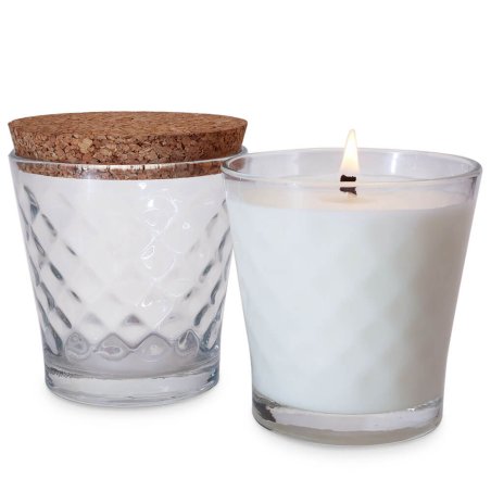 Copo 280 ml diamante com tampa de cortiça para velas