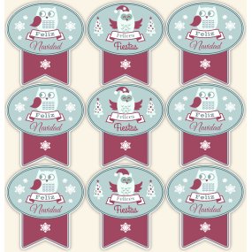 Pegatinas de buhos para navidad Pegatinas de buhos para navidad