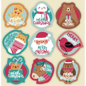 Pegatinas natalinas festa de inverno