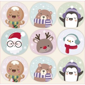 Les autocollants mélangent les personnages de Noël Les autocollants mélangent les personnages de Noël